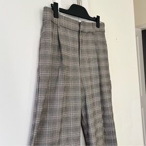 Zara Women’s Menswear Style Wide Leg Plaid Trousers